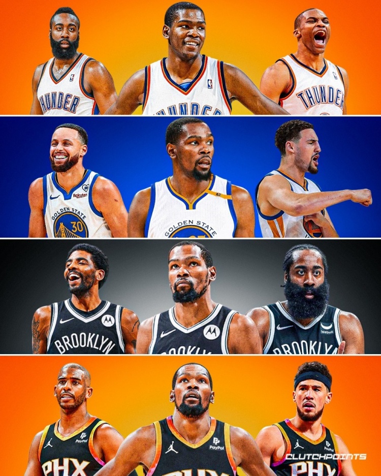 乐鱼-雷勇网日！美媒：杜兰特生涯的四个三巨头球队哪支更强？